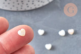 Perles coeur nacre naturelle blanche 6mm, 1x fil de 37cm (G6817)