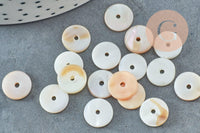Perles coquillage blanc naturel heishi, rondelle coquillage ivoire,perle coquillage, 10mm, x50 (G5570)