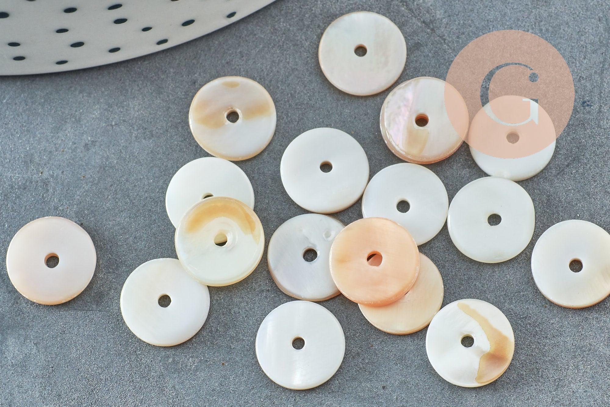 Perles coquillage blanc naturel heishi, rondelle coquillage ivoire,perle coquillage, 10mm, x50 (G5570)