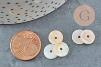 Perles coquillage blanc naturel heishi, rondelle coquillage ivoire,perle coquillage, 10mm, x50 (G5570)