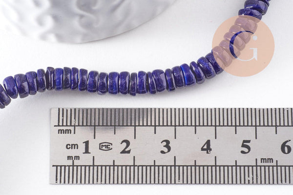 Perles coquillage bleu naturel heishi 5-6mm, x1 fil de 40cm (G3911)