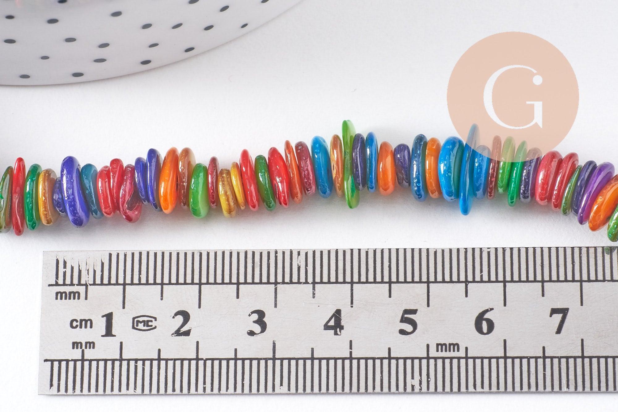 Perles coquillage naturel multicolore 5-10mm, x1 fil (G3031)