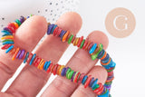 Perles coquillage naturel multicolore 5-10mm, x1 fil (G3031)
