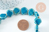 Perles coquillage porcelaine vert bleu 13.5mm, x1 fil de 30cm (G10733)