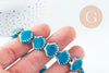 Perles coquillage porcelaine vert bleu 13.5mm, x1 fil de 30cm (G10733)