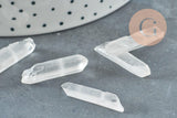 Perles cristal de roche naturel brut transparent, x10 (G0757)