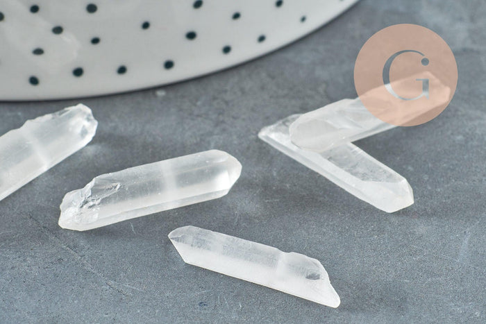Perles cristal de roche naturel brut transparent, x10 (G0757)