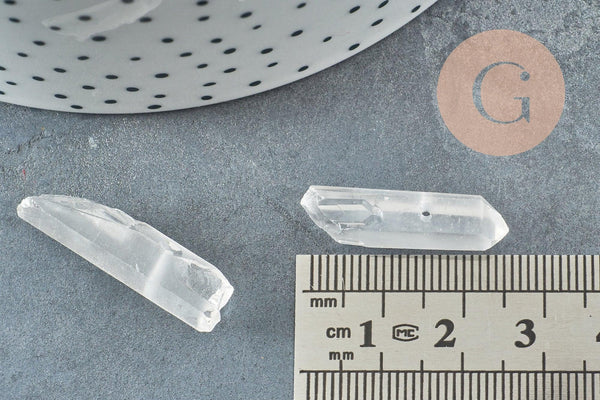 Perles cristal de roche naturel brut transparent, x10 (G0757)