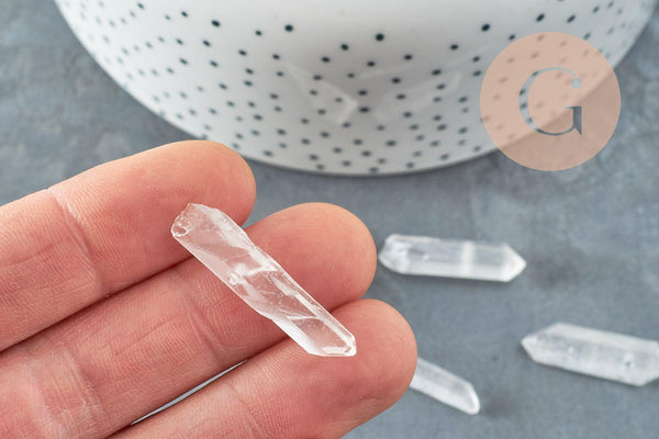 Perles cristal de roche naturel brut transparent, x10 (G0757)