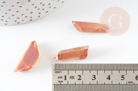 Perles cristal de roche orange irisé 10-45mm, perle pierre brute, perle pierres, pierre naturelle, x5 (G0977)