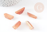 Perles cristal de roche orange irisé 10-45mm, perle pierre brute, perle pierres, pierre naturelle, x5 (G0977)