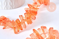 Perles cristal de roche teinté orange, pierre roulée ,perle pierres naturelle, 14-30mm, x10 (G6900)