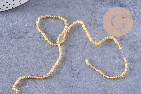 Perles cristal facette jaune topaze 8mm, x1 fil de 28cm (G0573)