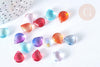 Perles cristal goutte couleurs mixtes 12mm, création bijoux verre, X10 (G7387)
