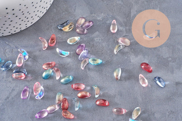 Perles cristal goutte multicolore, cristal autrichien, perles goutte, perle création bijoux,,6.5x12.5mm, x50 (G4186)