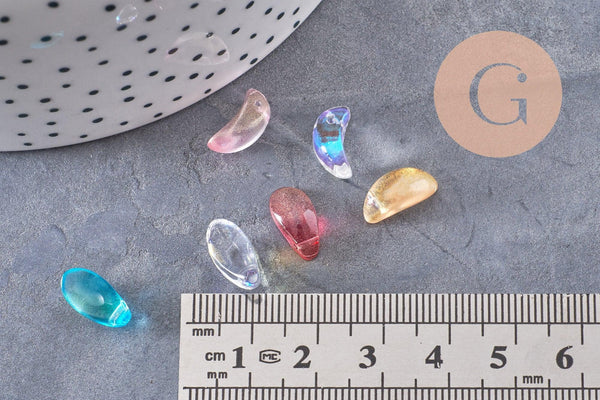 Perles cristal goutte multicolore, cristal autrichien, perles goutte, perle création bijoux,,6.5x12.5mm, x50 (G4186)