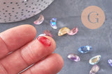 Perles cristal goutte multicolore, cristal autrichien, perles goutte, perle création bijoux,,6.5x12.5mm, x50 (G4186)