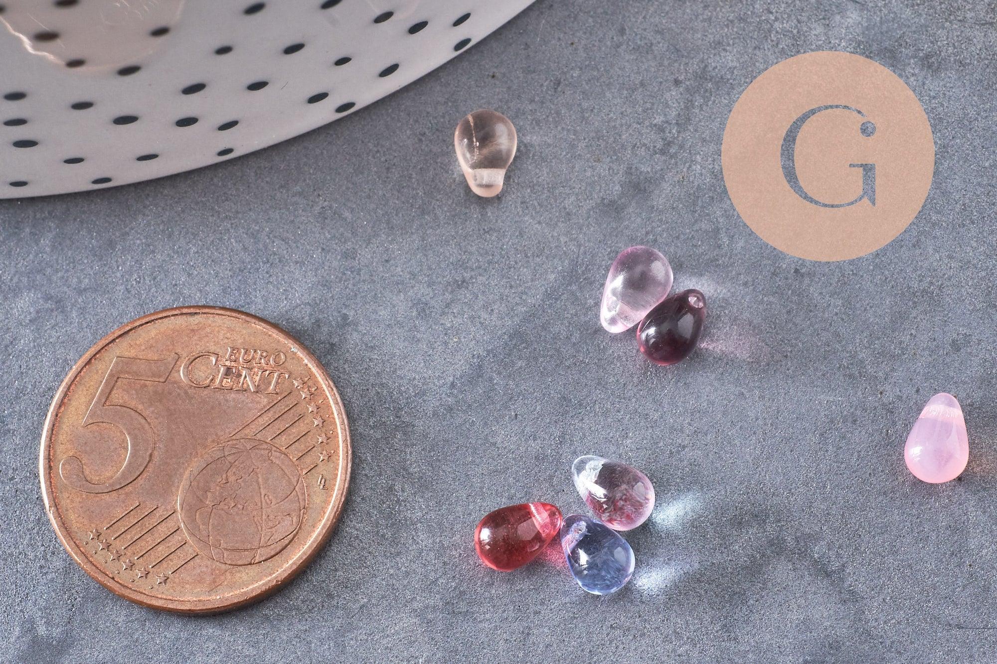 Perles cristal goutte multicolore cristal tchèque 6.5x4.5mm, x50 (G4187)