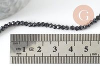 Perles cristal toupies à facette noir 2x3mm, x1 fil de 49cm (G4670)