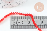 Perles cristal toupies à facette rouge transparent 3.5mm, fil de 32cm x1 (G10727)