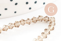 Perles cristal toupies facette beige transparent 3mm,fil de 36cm, x1 (G2598)