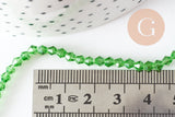 Perles cristal toupies facette vert transparent, perles bijoux,Perle bicone facette, 3mm, fil de 47cm, x1 (G0322)