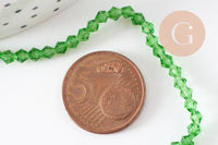 Perles cristal toupies facette vert transparent, perles bijoux,Perle bicone facette, 3mm, fil de 47cm, x1 (G0322)