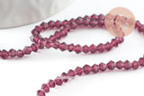 Perles cristal toupies facette violet transparent,perles bijoux,perle bicone facette,3 mm, fil de 38 cm x1 (G1424)