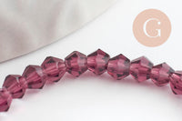 Perles cristal toupies facette violet transparent,perles bijoux,perle bicone facette,3 mm, fil de 38 cm x1 (G1424)