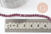 Perles cristal toupies facette violet transparent,perles bijoux,perle bicone facette,3 mm, fil de 38 cm x1 (G1424)