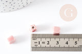 Perles cube céramique rose 8mm, x5 (G9150)