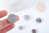 Perles disque jaspe naturel gris marbré 11-22mm, x5 perles (G8646)