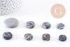 Perles disque jaspe naturel gris marbré 11-26mm, x5 (G10147)