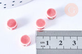 Perles disque porcelaine rose 8mm, x10 (G9344)