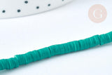 Perles disques heishi polymère vert 4x1 mm, fabrication bijoux heishi, le fil de 39.9cm - G7190