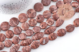 Perles en jaspe sésame zébré naturel marron, x1 fil de 38cm (G10244)