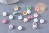 Perles fleur porcelaine multicolore antique 10mm, x5 (G10281)