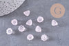Perles fleur verre rose très clair, perles verre tchèque, perles fleur, verre violet, 11mm, x10 (G4586)