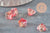 Perles fleur verre rouge et or transparent 8.5mm, perles verre tchèque, perles fleur, verre violet, x10 (G9819)