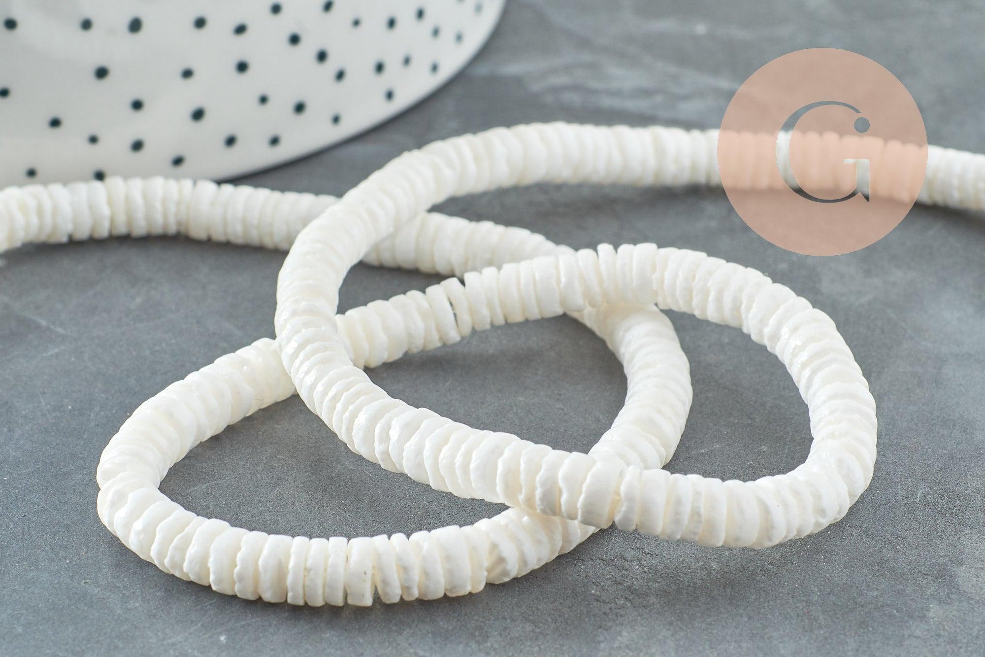 Perles heishi coquillage naturel blanc 5.5-6mm x1 fil de 60cm (G0191)