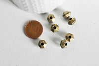 Perles hexagone bronze intercalaires 10mm, x10 (G0824)
