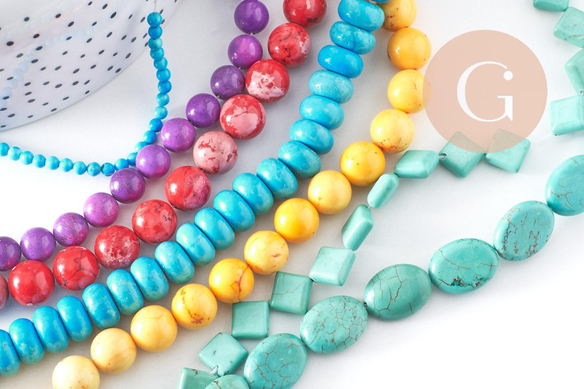 Perles howlite turquoise naturelle 12-14-16-18mm, x5 (G8192)