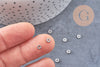 Perles intercalaires Rondelles fleurs acier 304 inoxydable platine 4mm, x10 (G10904)