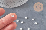 Cuentas espaciadoras redondas de acero inoxidable 304 plateado de 5 mm, x10 (G11173)