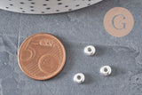 Cuentas espaciadoras redondas de acero inoxidable 304 plateado de 5 mm, x10 (G11173)