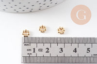 Perles intercalaires rondelles fleurs acier 304 inoxydable doré 18K 6mm, x10 (G10905)