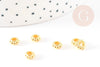 Perles intercalaires rondelles fleurs zamac doré 6mm, x50 (G5791)