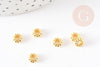 Perles intercalaires rondelles fleurs zamac doré 6mm, x50 (G5791)