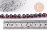 Perles jade bordeaux 2mm, jade naturel, perle pierre, pierre précieuse,8mm,fil complet de 38,5 cm (G2907)