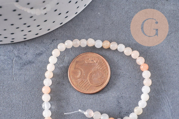 Perles jade naturel rose pâle4mm, x1 fil de 37cm (G3858)